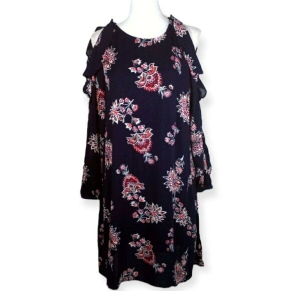OLD NAVY COLD SHOULDER NAVY FLORAL DTESS SZ.S NWT - Picture 1 of 8